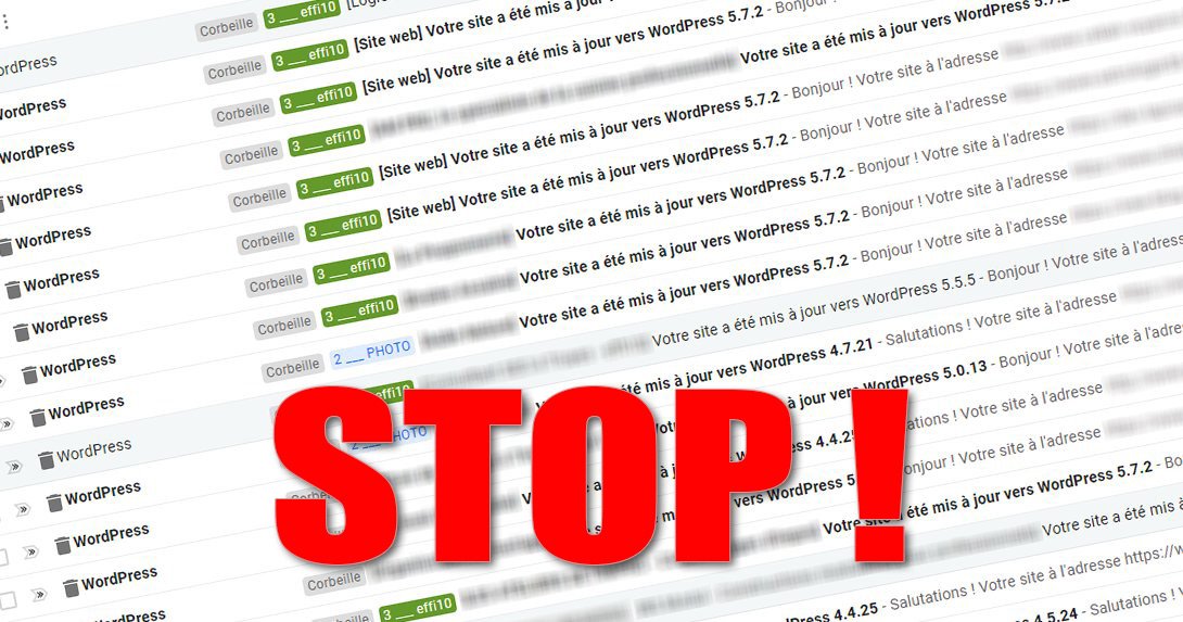 WordPress : désactiver les notifications de mise à jour par courriel