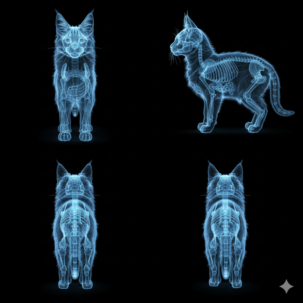 Chat - 4 vues, style rayons X