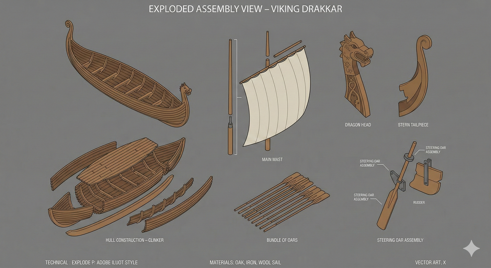 drakkar vue éclatée, polygone